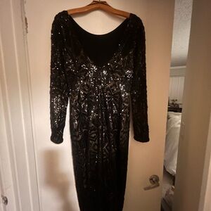 Dress the Population Black Sequin Long Sleeve Dress